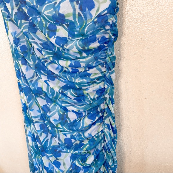 By Anthropologie The Maya Ruched Floral Mesh Midi Dress Size Small - Picture 6 of 12